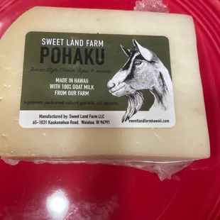 Goat cheese from Sweet Land Farm in Waialua