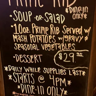 A frame with specials at front door