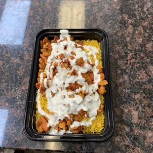 a tray of food on a table