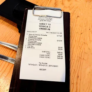 Farm table receipt