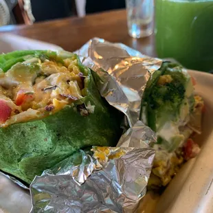 Now that's a hefty veggie burrito and it is very, very flavorful without hot spice (finally).