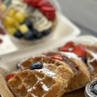 Ulu waffles and coconut base bowl