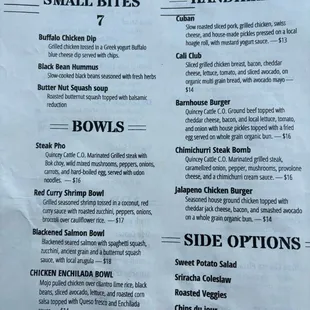 Menu side 2