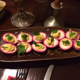 Pickled beet juice deviled eggs