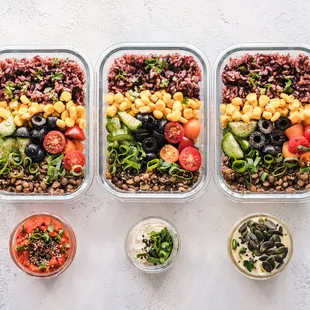 a variety of food in containers