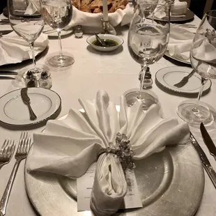 Table setting for surprise birthday party