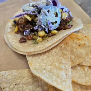 Uh.. cluck it - chipotle shredded chicken taco with jalapeño coleslaw
