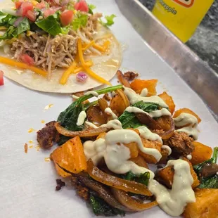 Classic taco and yucca mash