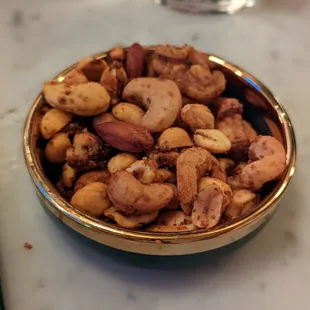a bowl of mixed nuts