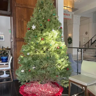 a christmas tree in a living room
