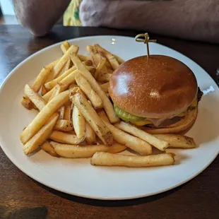 Classic hamburger and fries