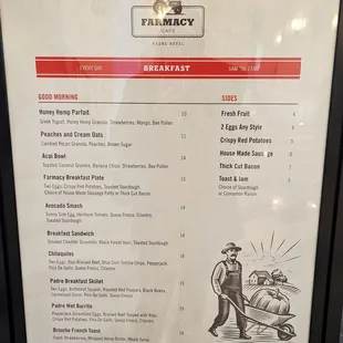 Breakfast menu