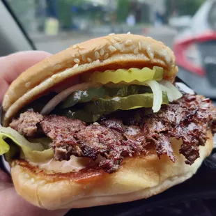 Little Beast with extra pickles and no cheese. Hands down one of the best burgers in Portland.
