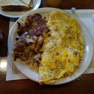 Everything omelette and hash browns