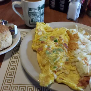 Denver omelet and biscuit