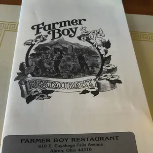 the menu for the restaurant