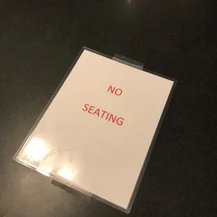 no seating sign
