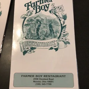 Front of menu