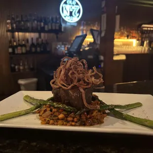 Farmer Brown's BBQ Short Rib ,Sweet Potato Hash ,Asparagus ( Special item )
