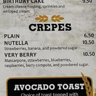 Notice mascarpone on crepe ingredients