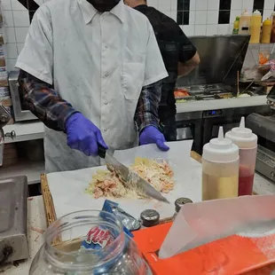 a man preparing food
