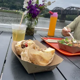 Quiche and a brisket on everything bagel!