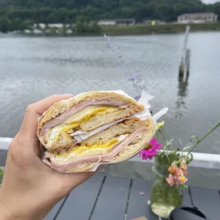 Egg ham cheese croissant