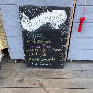Drink menu
