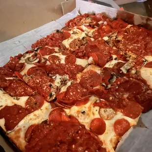 Detroit-style pizza.