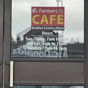 a sign in the window of a restaurant