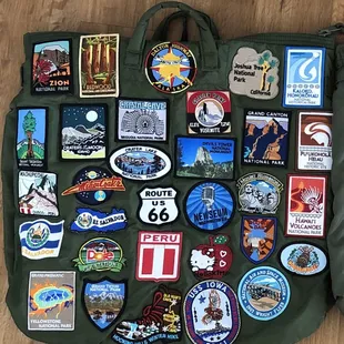 Sew'ed on patches for my travel bag