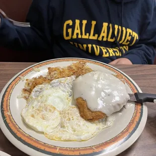 Chicken fried steak breakfast platter