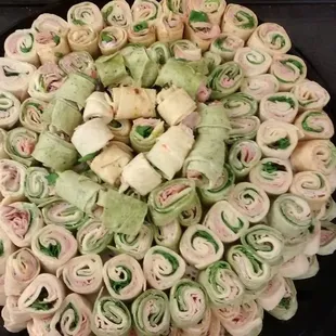 a platter of sandwiches