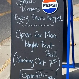 An A-frame in front announced the specials and hours.