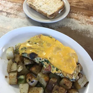 Veggie Omelette, Country Potatoes and Sourdough Toast