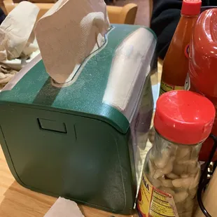 Dusty and dirty dispenser.