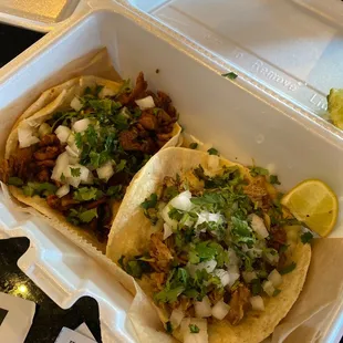Barbacoa and al pastor tacos