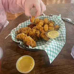 chicken tenders and tots