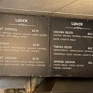 Lunch menu