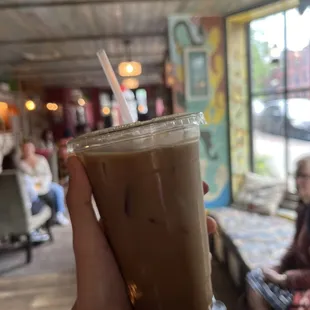 Iced Coffee with Oat Milk &amp; salted caramel!