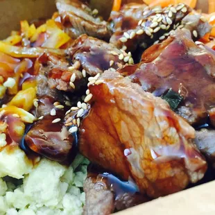 Kalbi w/rice and veggies from Topped HI