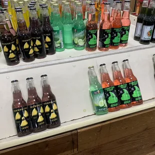 a variety of beverages on display
