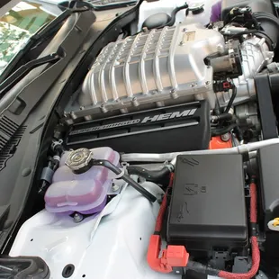 the engine compartment of a car