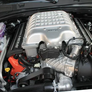 the engine compartment of a car