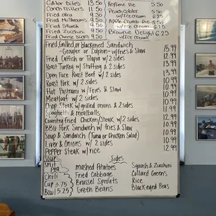 The menu for today at lunch or dinner