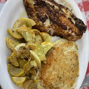 Lightly blackened grouper (was too spicy for me, guess I'm weak) fish was good. Dad loved the potato cakes ! 21.99