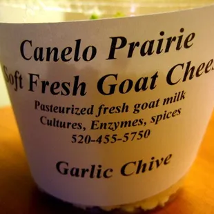 a cup of soup with a label on it