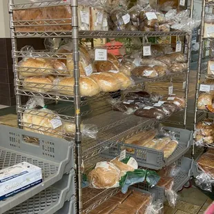 shelves of bread and pastries