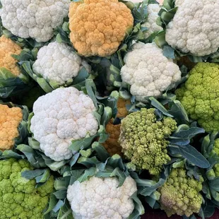 a variety of cauliflower heads