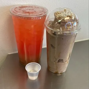 two beverages on a table